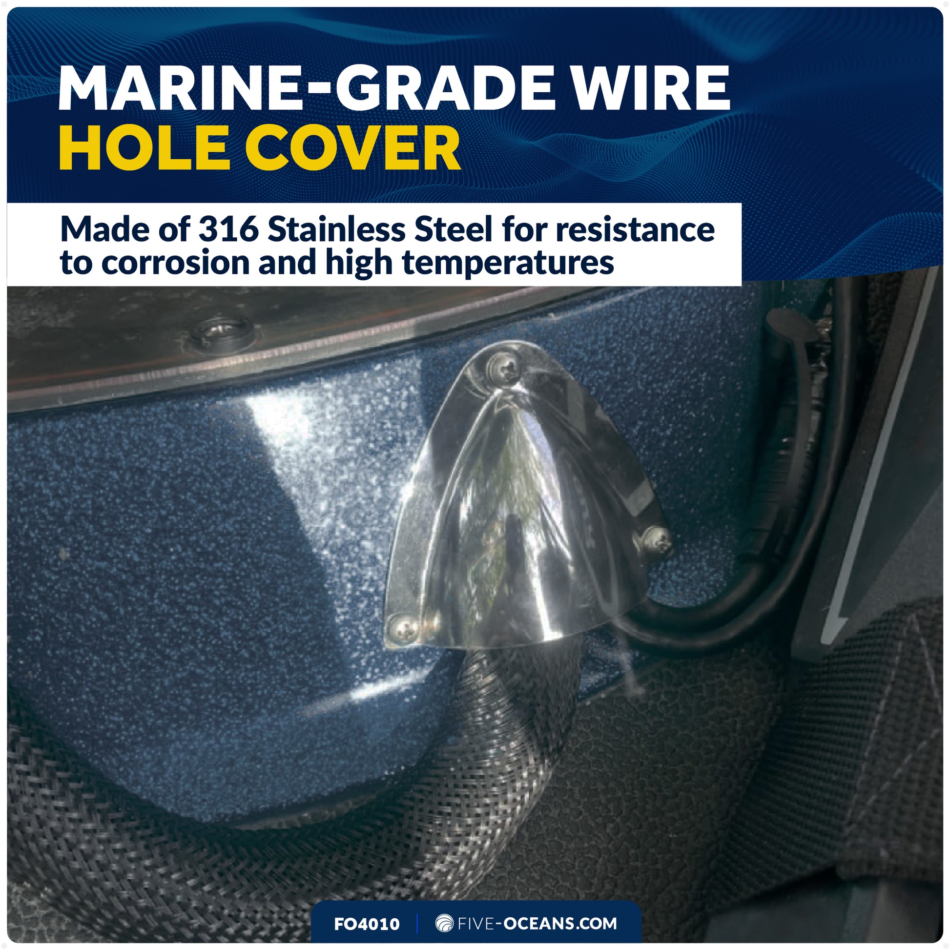 Clamshell Vent Cover, Base 3-11/16" L x 3-7/16" W, Stainless Steel - FO4010 - Five Oceans