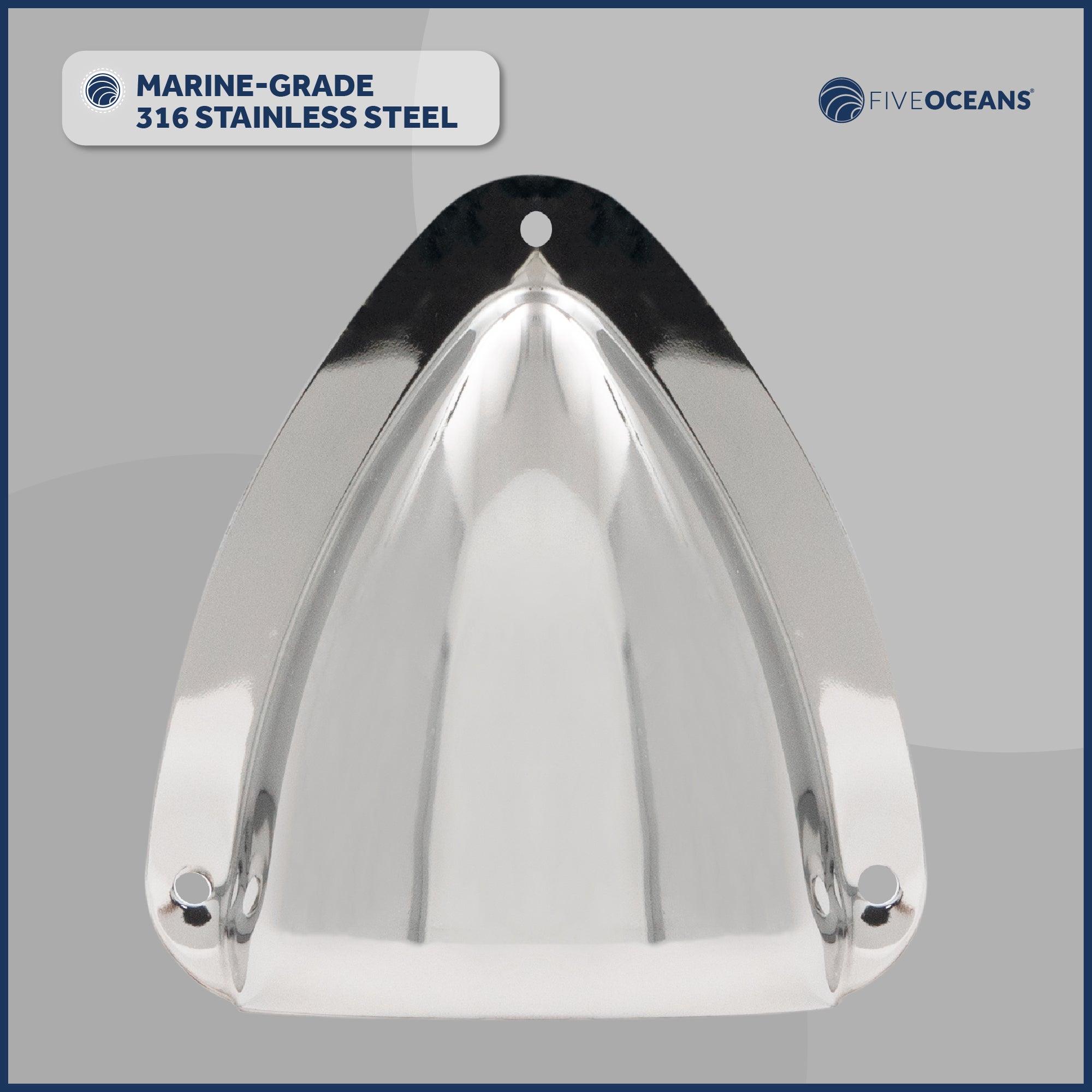 Clamshell Vent Cover, Base 3-11/16" L x 3-7/16" W, Stainless Steel - FO4010 - Five Oceans