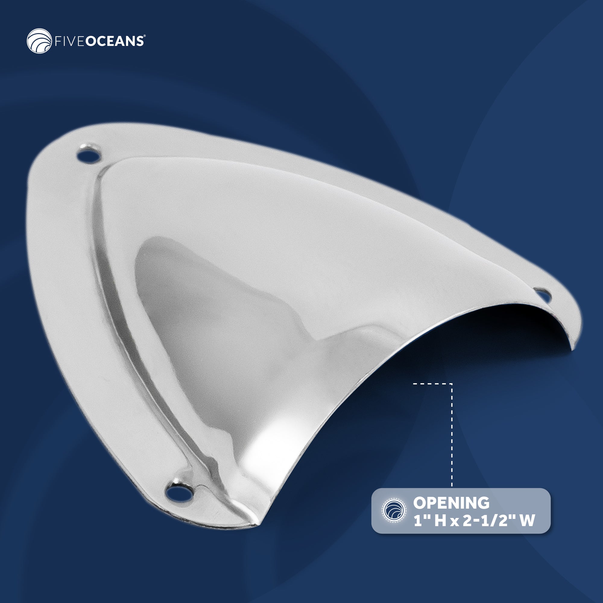 Clamshell Vent Cover, Base 3-11/16" L x 3-7/16" W, Stainless Steel - FO4010 - Five Oceans