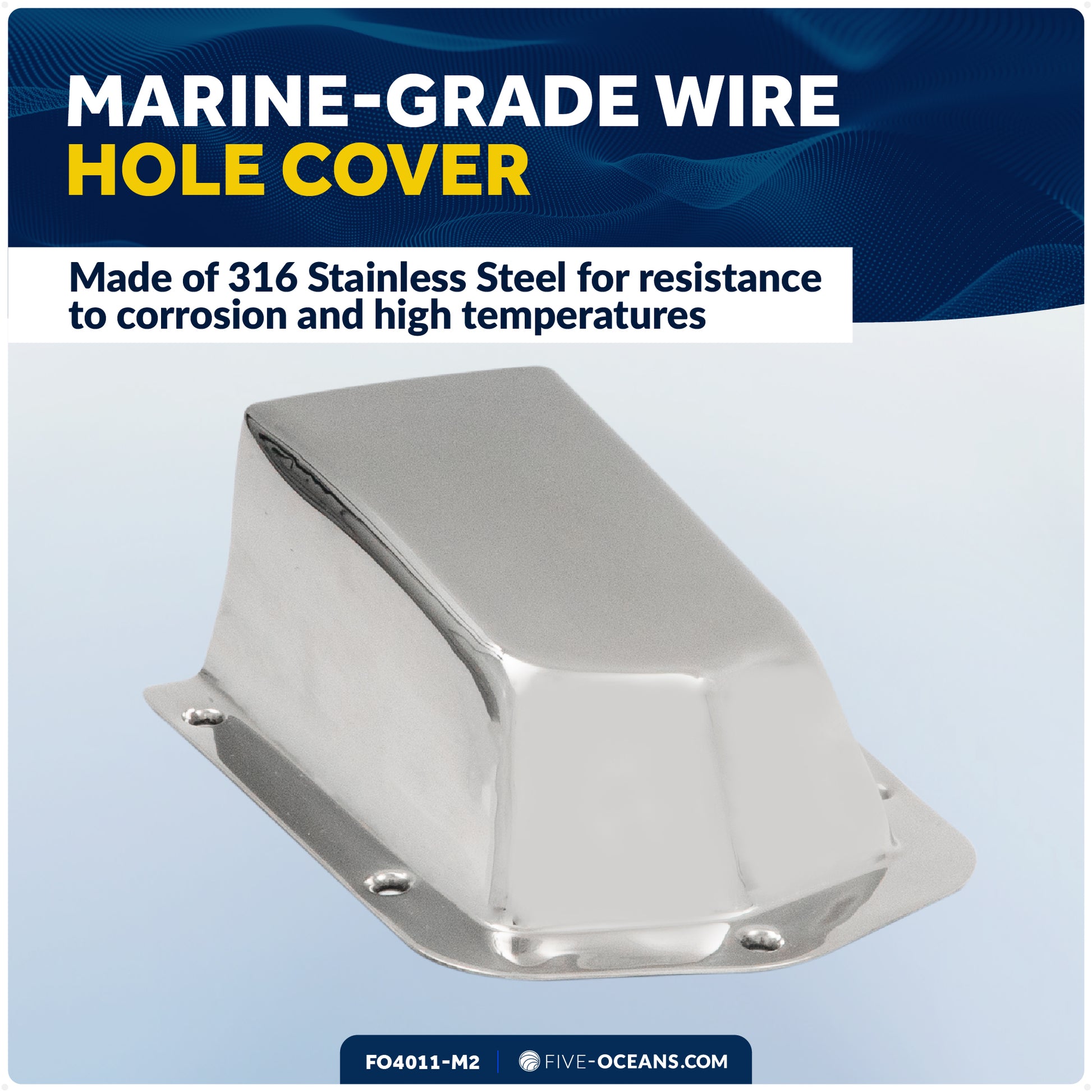 Extra Large Clamshell Ventilator & Wire Cable Pass-Thru Hole Cover, 6", Stainless Steel, 2-pack - FO4011-M2 - Five Oceans