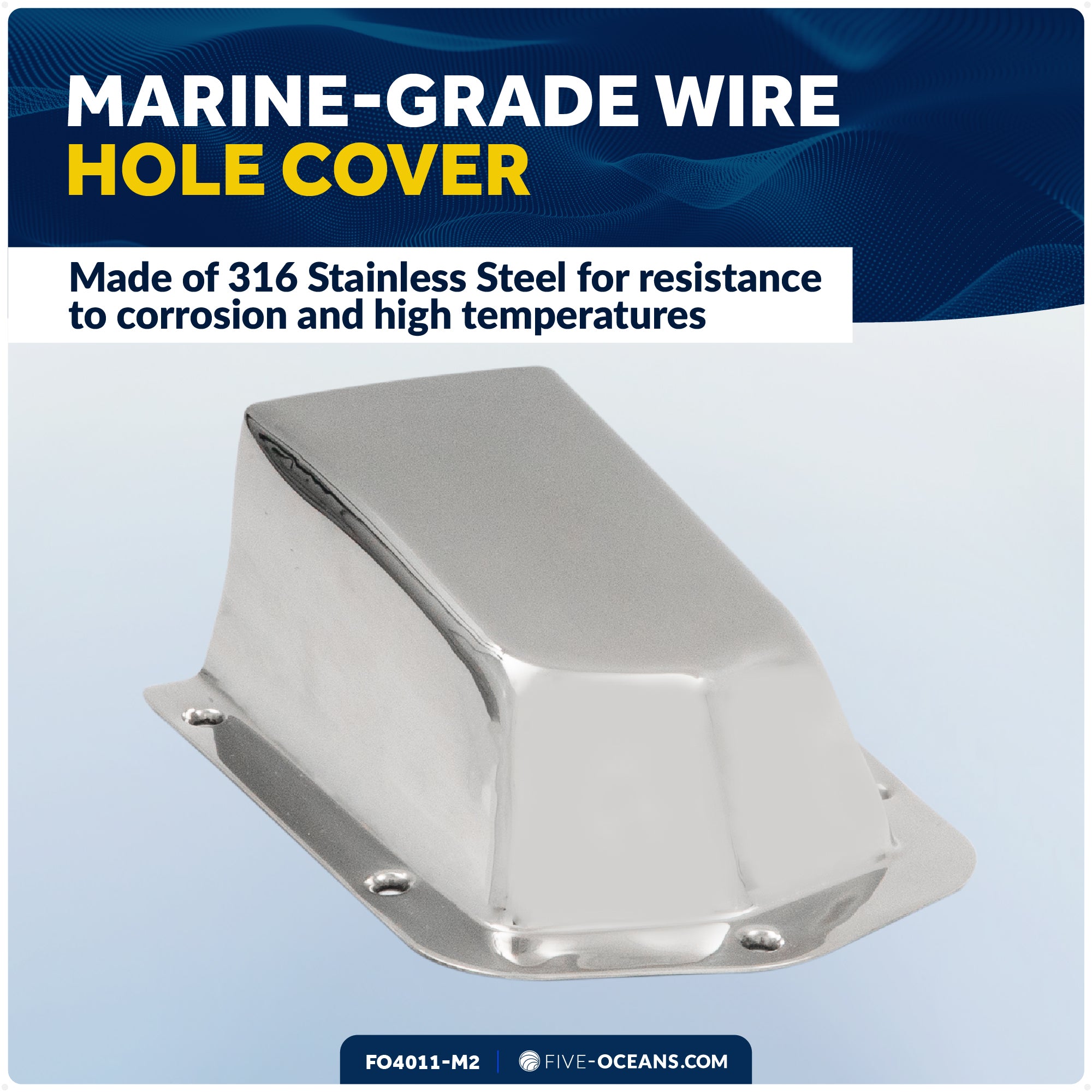 Extra Large Clamshell Ventilator & Wire Cable Pass-Thru Hole Cover, 6", Stainless Steel, 2-pack - FO4011-M2 - Five Oceans