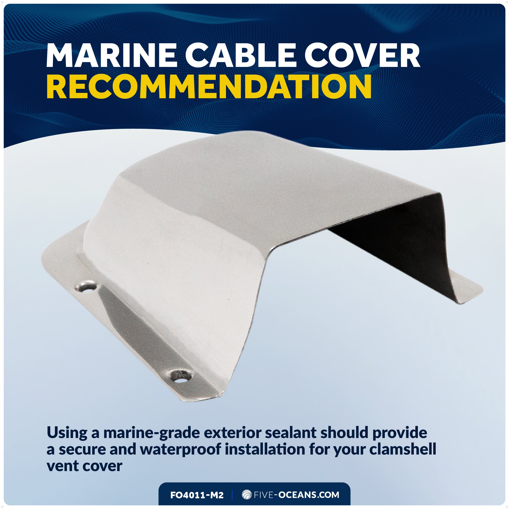 Extra Large Clamshell Ventilator & Wire Cable Pass-Thru Hole Cover, 6", Stainless Steel, 2-pack - FO4011-M2 - Five Oceans