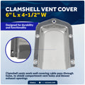 Clamshell Vent Cover, Base 6" L x 4-1/2" W, Stainless Steel - FO4011 - Five Oceans