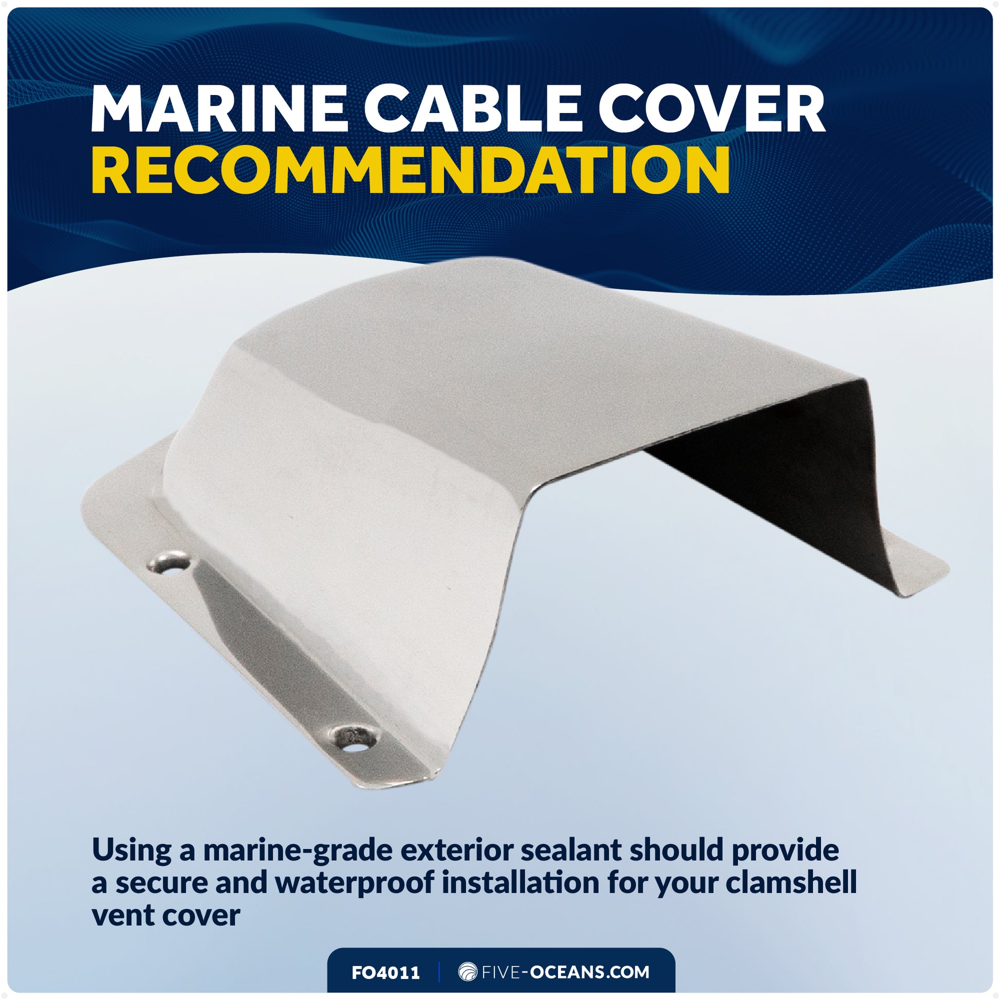 Clamshell Vent Cover, Base 6-Inch L x 4-1/2-Inch W, Stainless Steel - FO4011 - Five Oceans