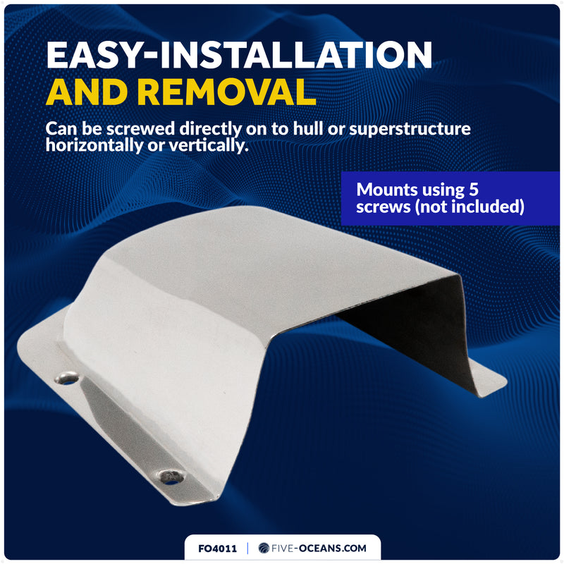 Clamshell Vent Cover, Base 6" L x 4-1/2" W, Stainless Steel - FO4011 - Five Oceans