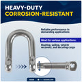 3/16" Screw Pin D Anchor Shackle, AISI316 Stainless Steel