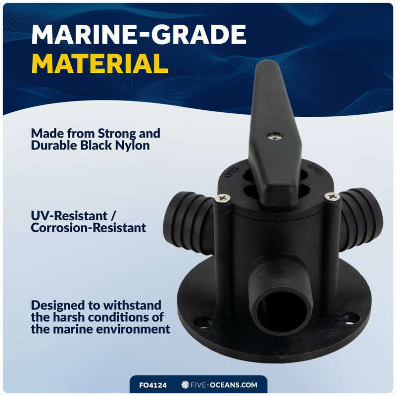 Base-Mount Y-Valve with 1" Barbed Hose Ports - FO4124 - Five Oceans