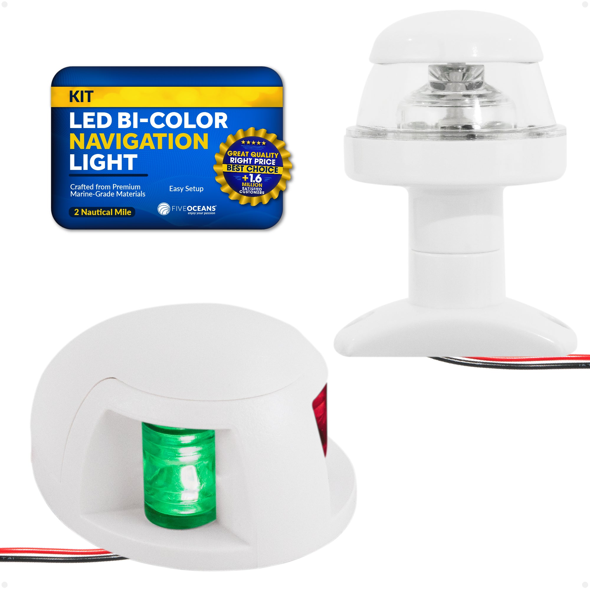 LED Anchor Light and Boat Navigation Lights Set - FO4126-C1 - Five Oceans