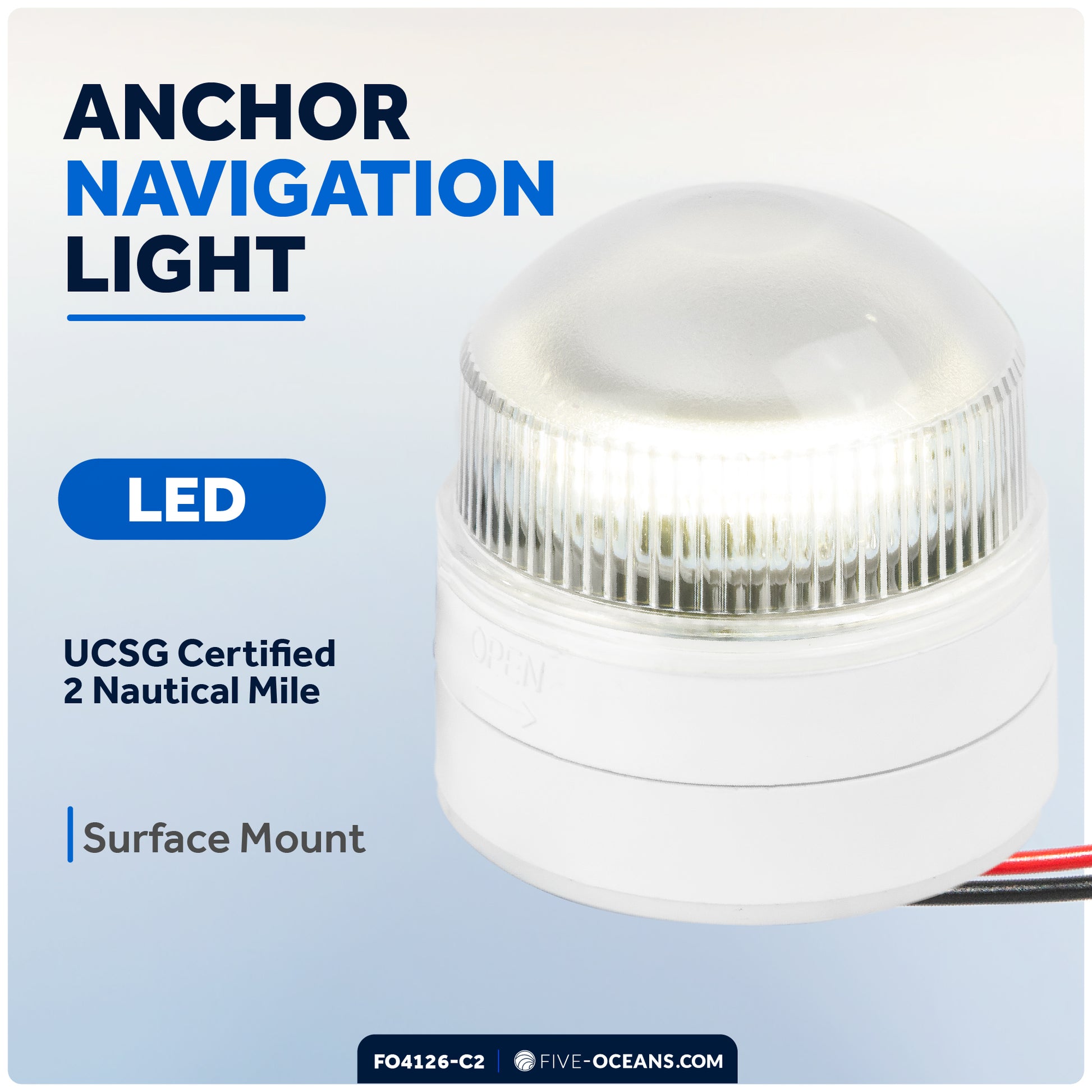 LED Bi-Color & Anchor Navigation Light Kit, 12V DC -2NM - FO4126-C2 - Five Oceans