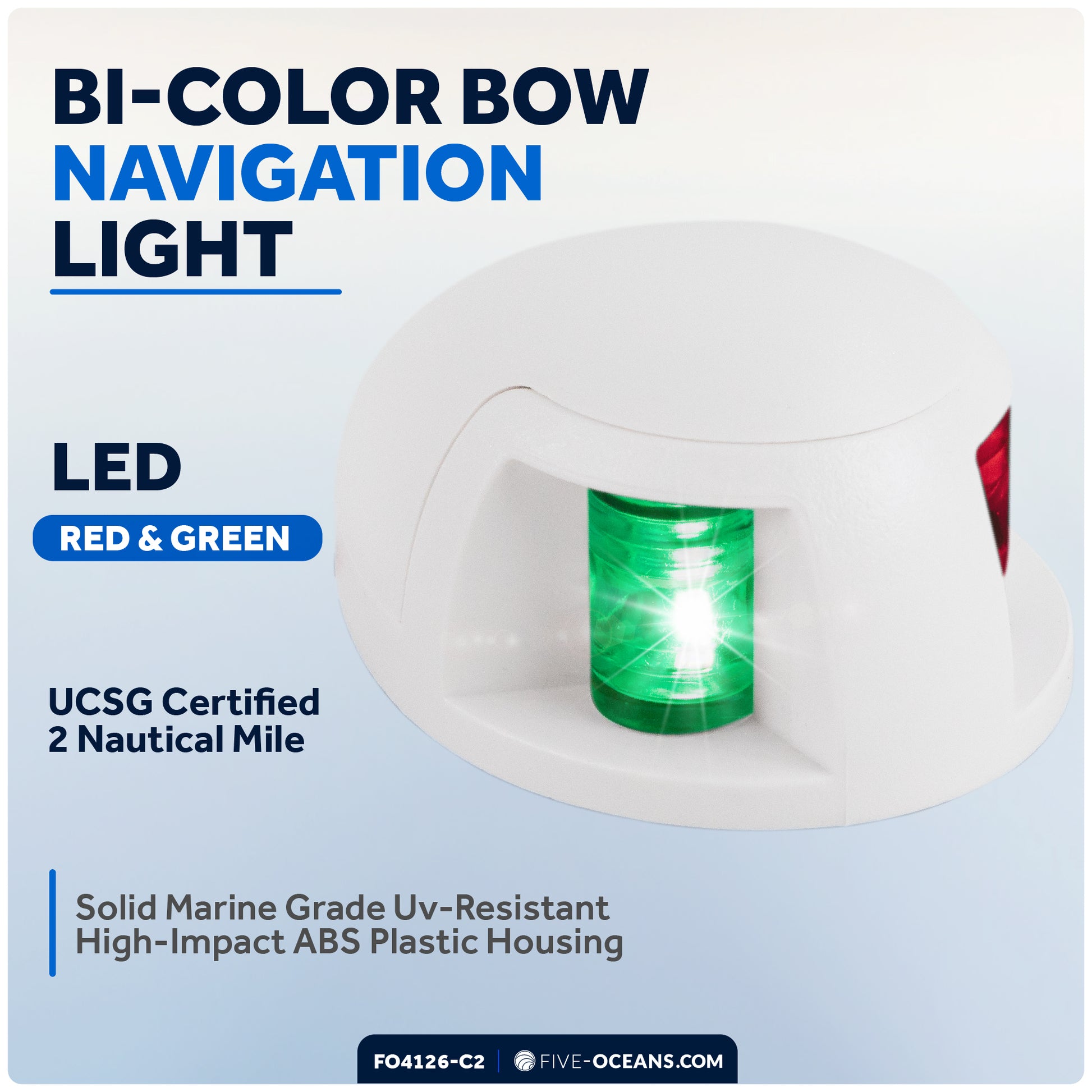 LED Bi-Color & Anchor Navigation Light Kit, 12V DC -2NM - FO4126-C2 - Five Oceans
