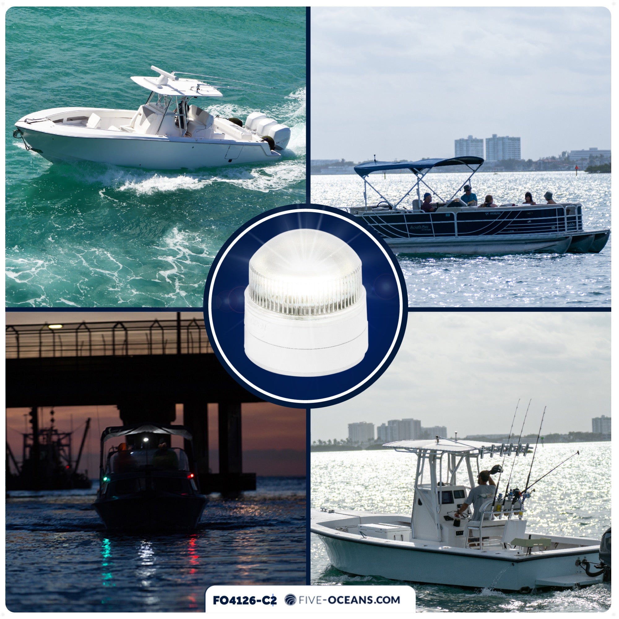 LED Anchor Light and Boat Navigation Lights Set - FO4126-C2 - Five Oceans