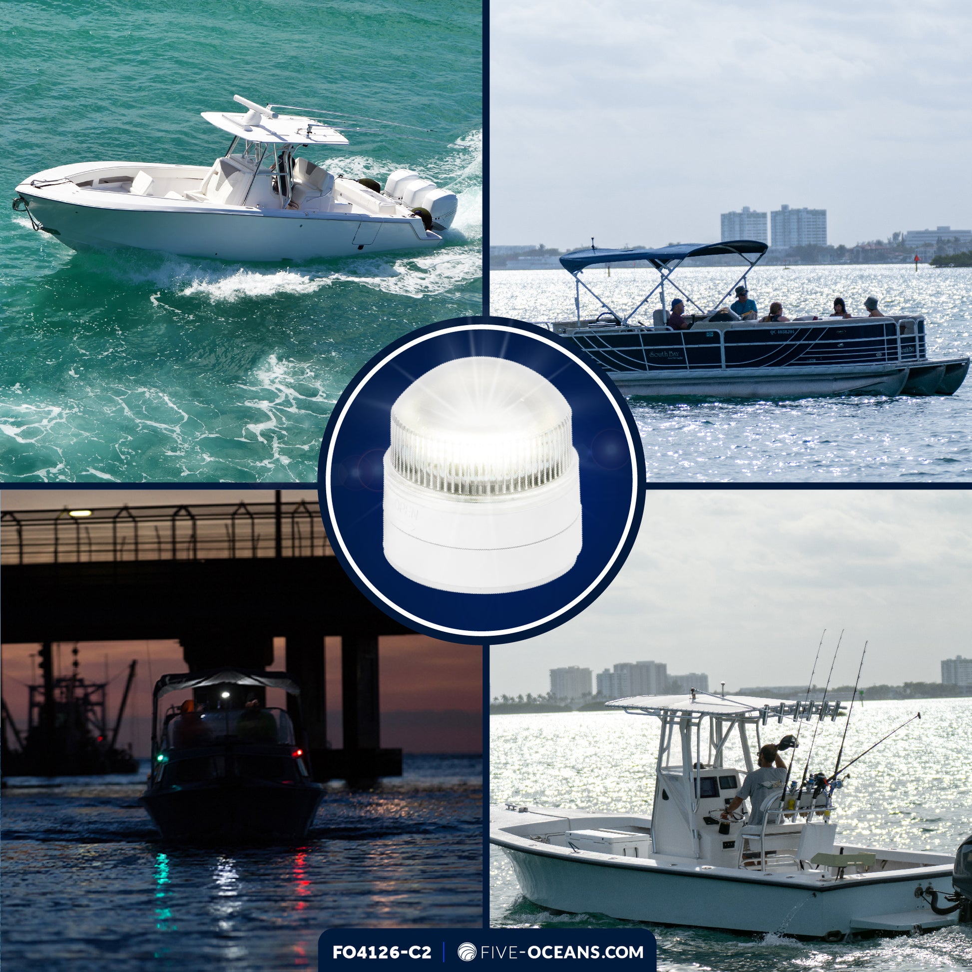 LED Bi-Color & Anchor Navigation Light Kit, 12V DC -2NM - FO4126-C2 - Five Oceans