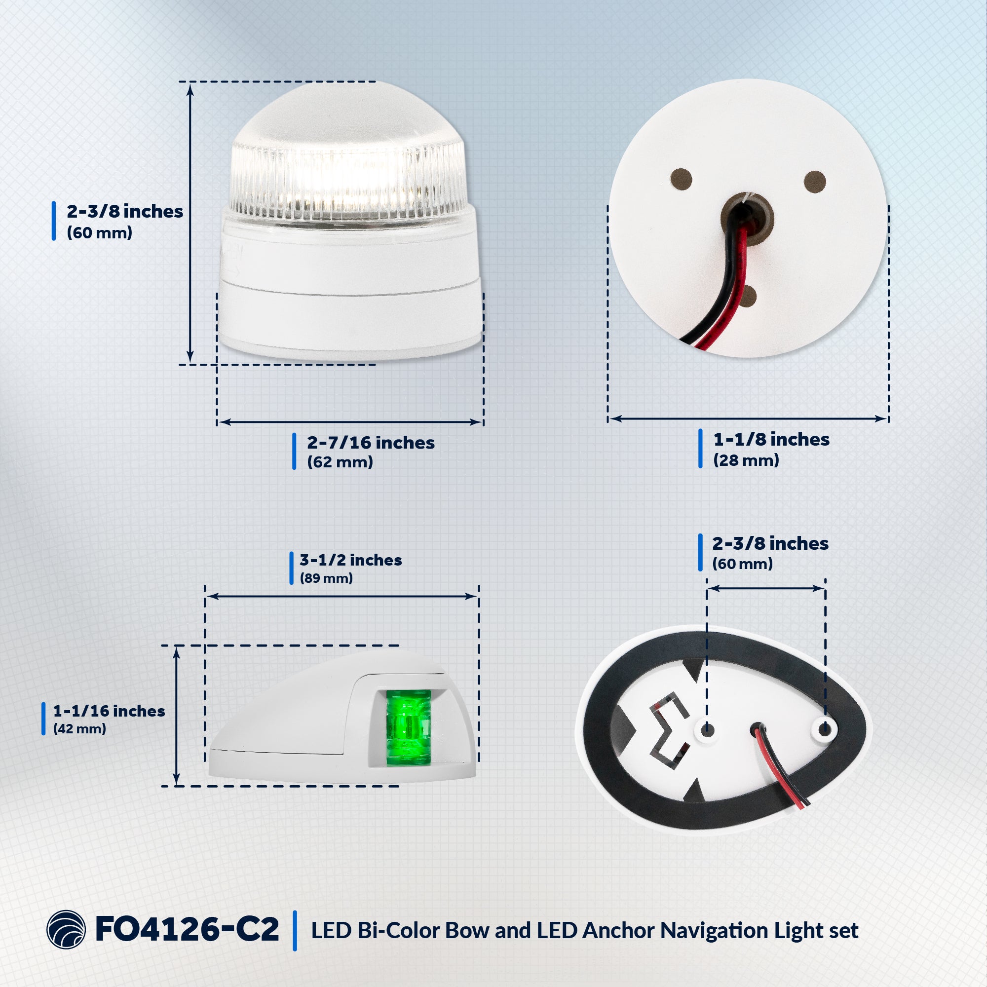LED Anchor Light and Boat Navigation Lights Set - FO4126-C2 - Five Oceans