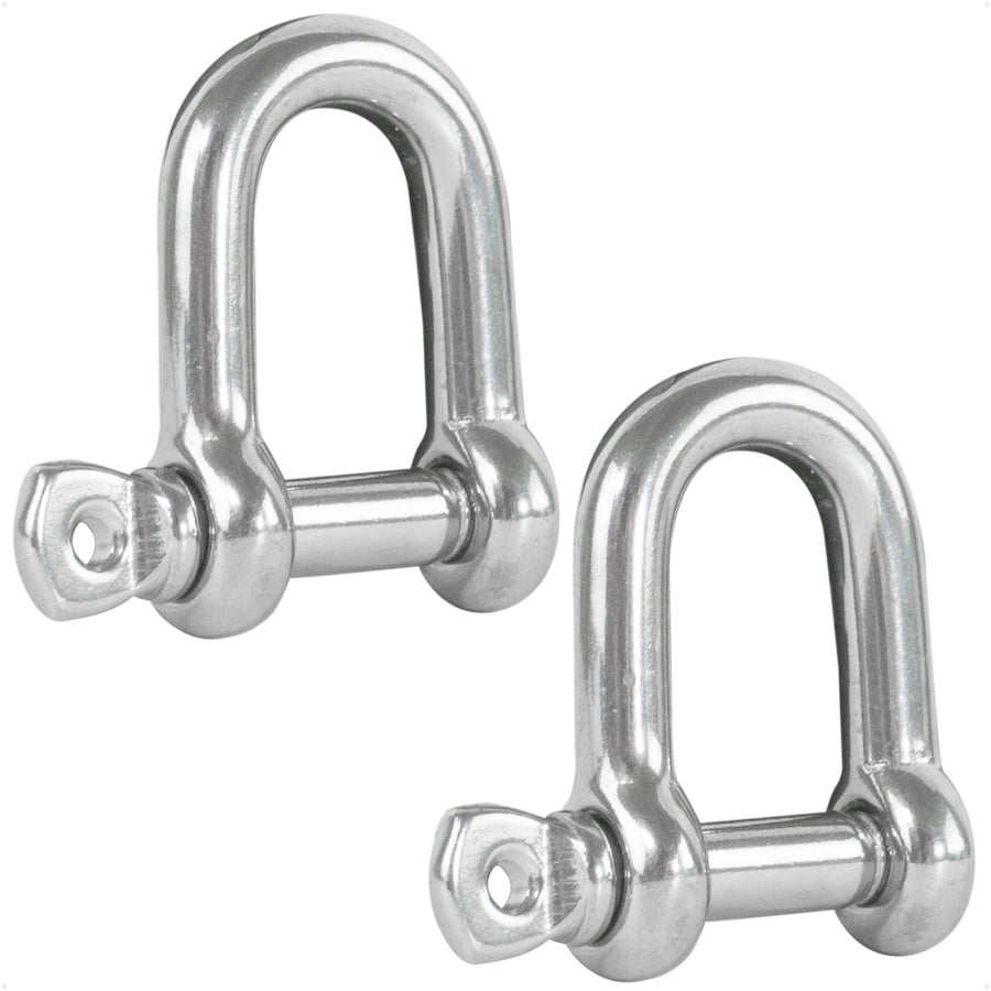 1/2" Screw Pin D Anchor Shackle, AISI316 Stainless Steel, 2-Pack