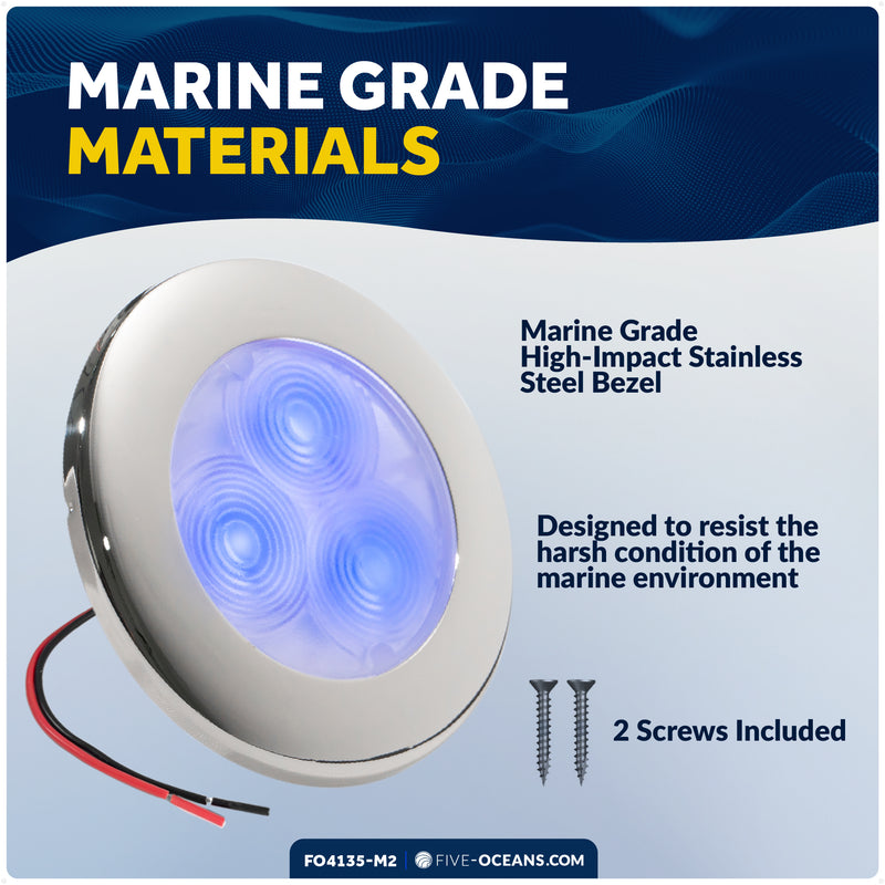 3" LED Recessed Courtesy / Cockpit Ceiling Light, Blue, 2-Pack - FO4135-M2 - Five Oceans