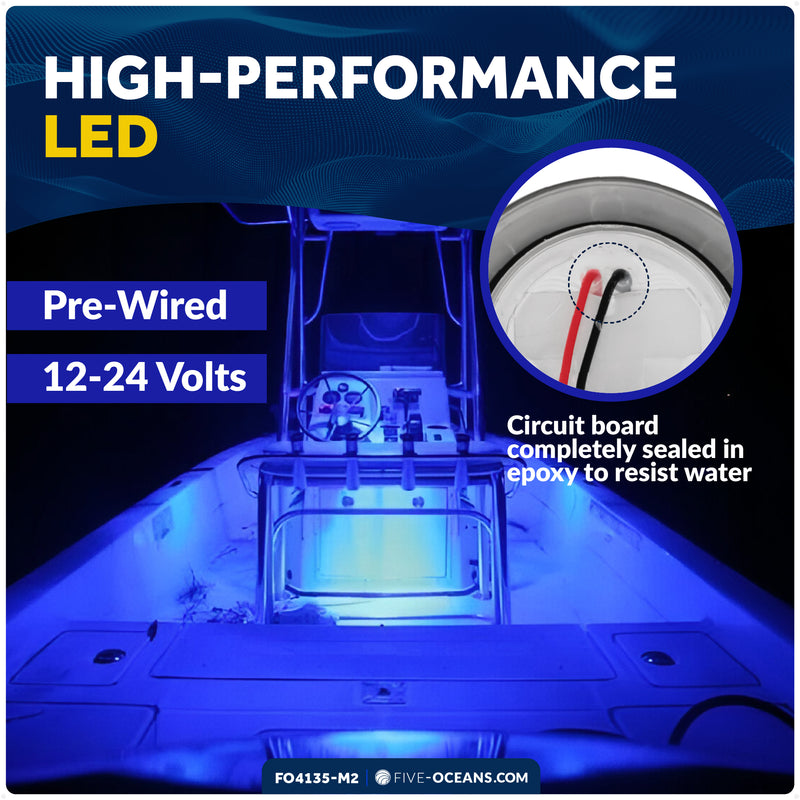 3" LED Recessed Courtesy / Cockpit Ceiling Light, Blue, 2-Pack - FO4135-M2 - Five Oceans