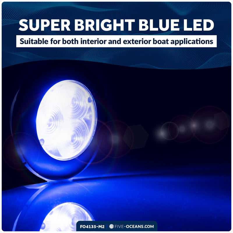 3" LED Recessed Courtesy / Cockpit Ceiling Light, Blue, 2-Pack - FO4135-M2 - Five Oceans
