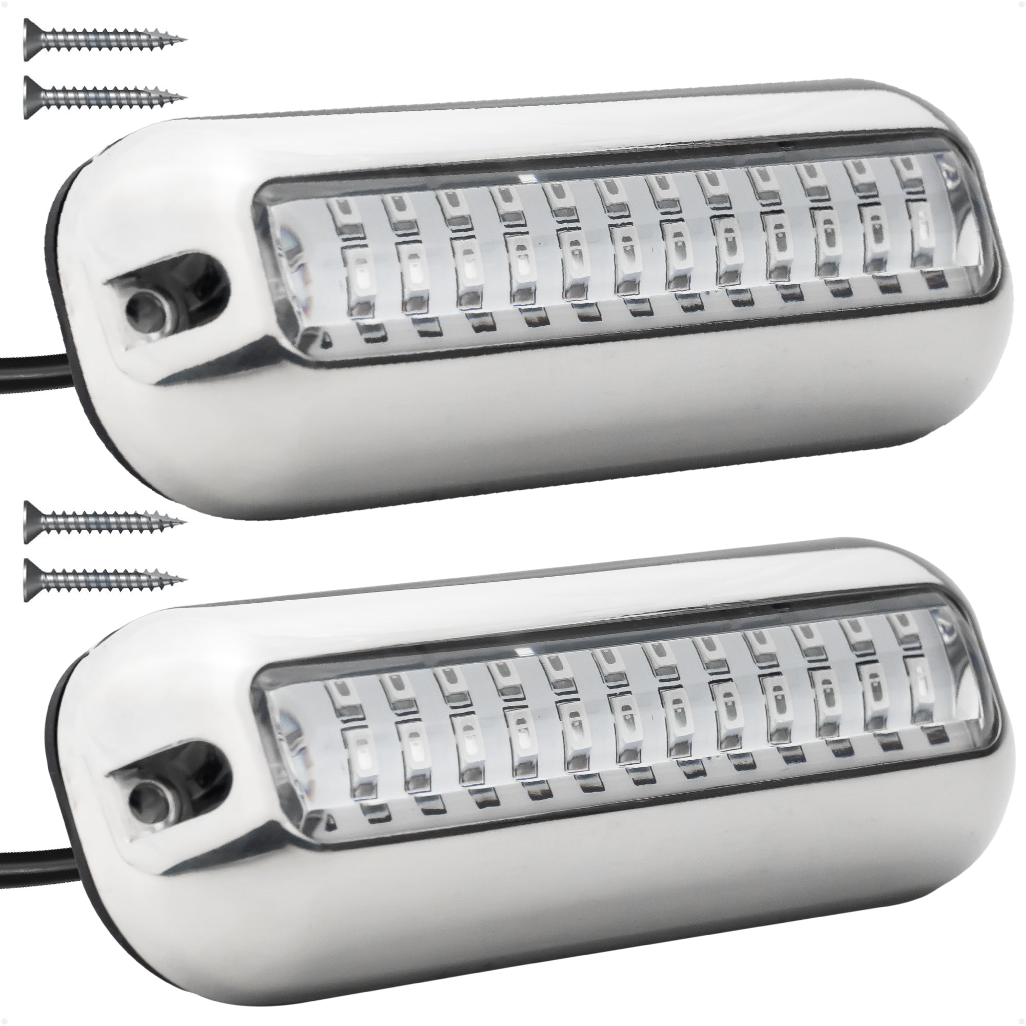 LED Underwater Light, Blue, Stainless Steel Bezel, 12V, 2-Pack - FO4136-M2 - Five Oceans