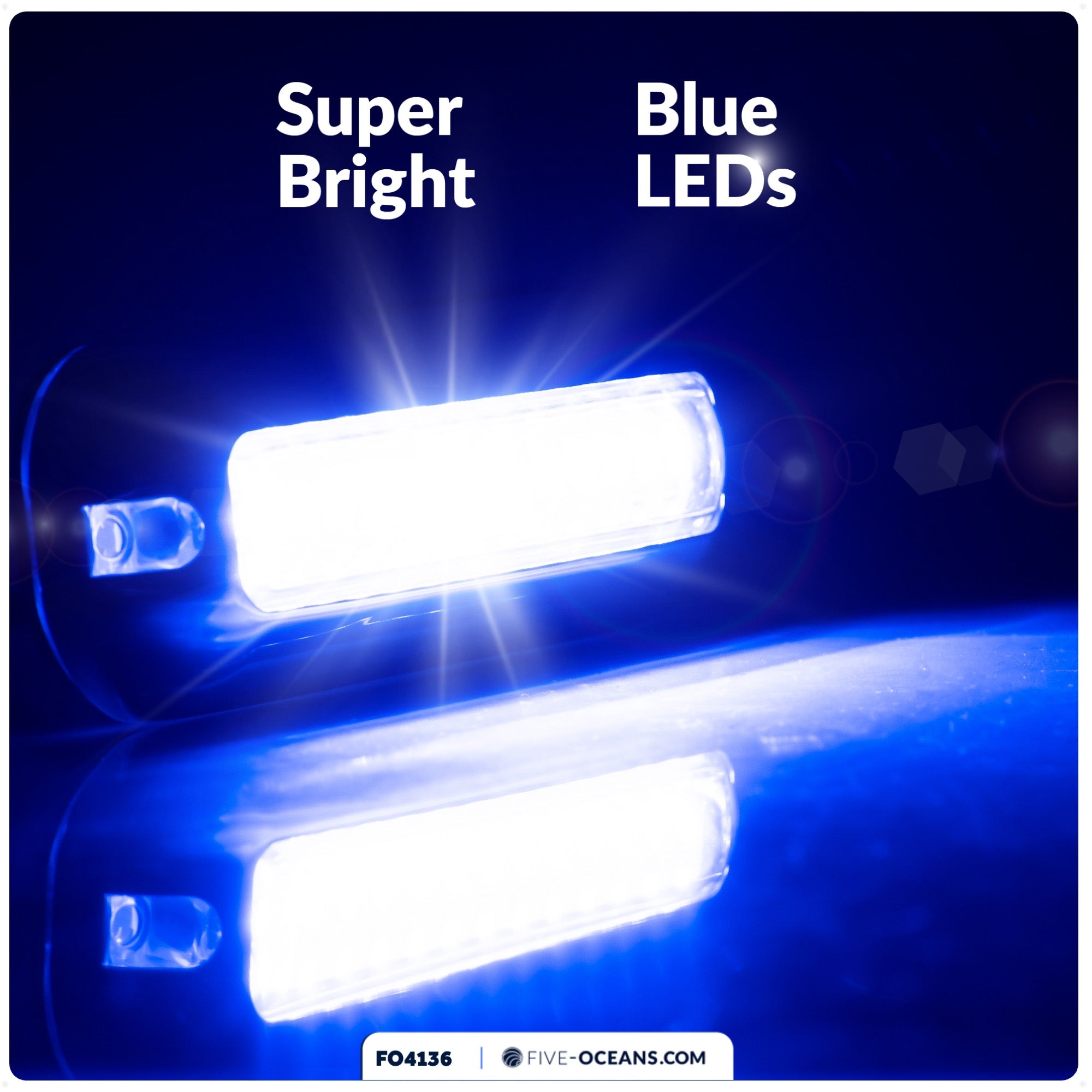 Underwater Transom Light, Stainless Steel, Blue LED - FO4136 - Five Oceans