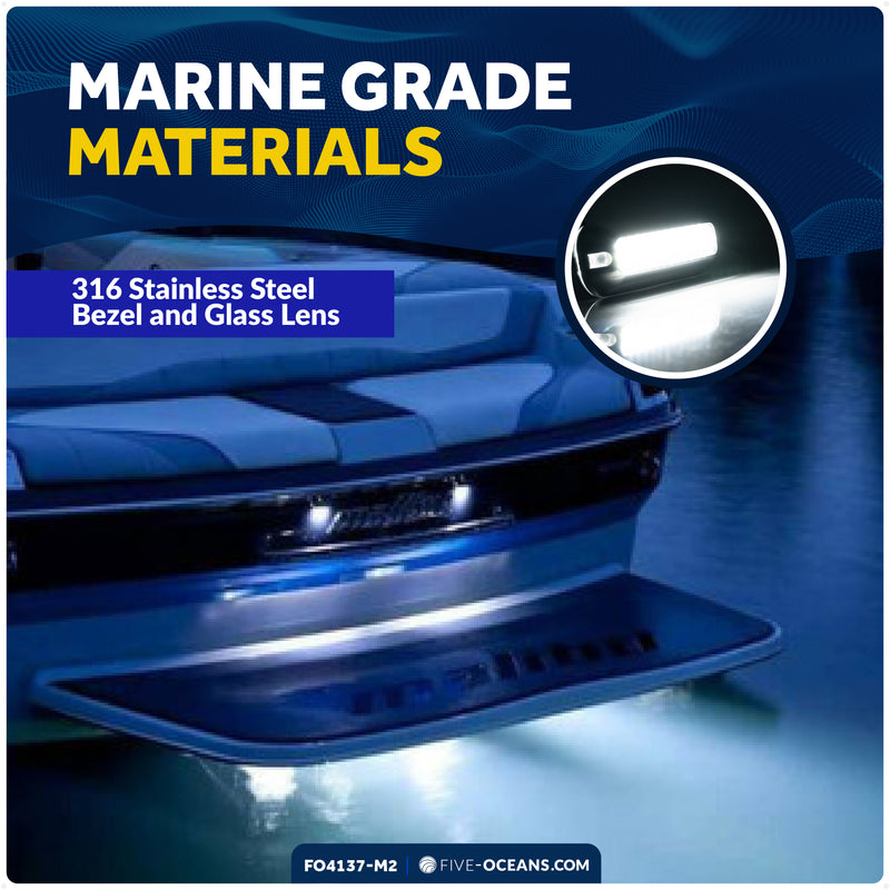 LED Underwater Light, Cool White, Stainless Steel Bezel, 12V, 2-Pack – FO4137-M2 - Five Oceans