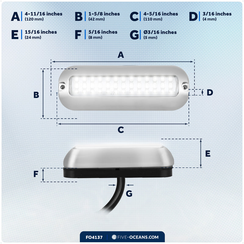 LED Underwater Light, Cool White, Stainless Steel Bezel, 12V, 2-Pack – FO4137-M2 - Five Oceans