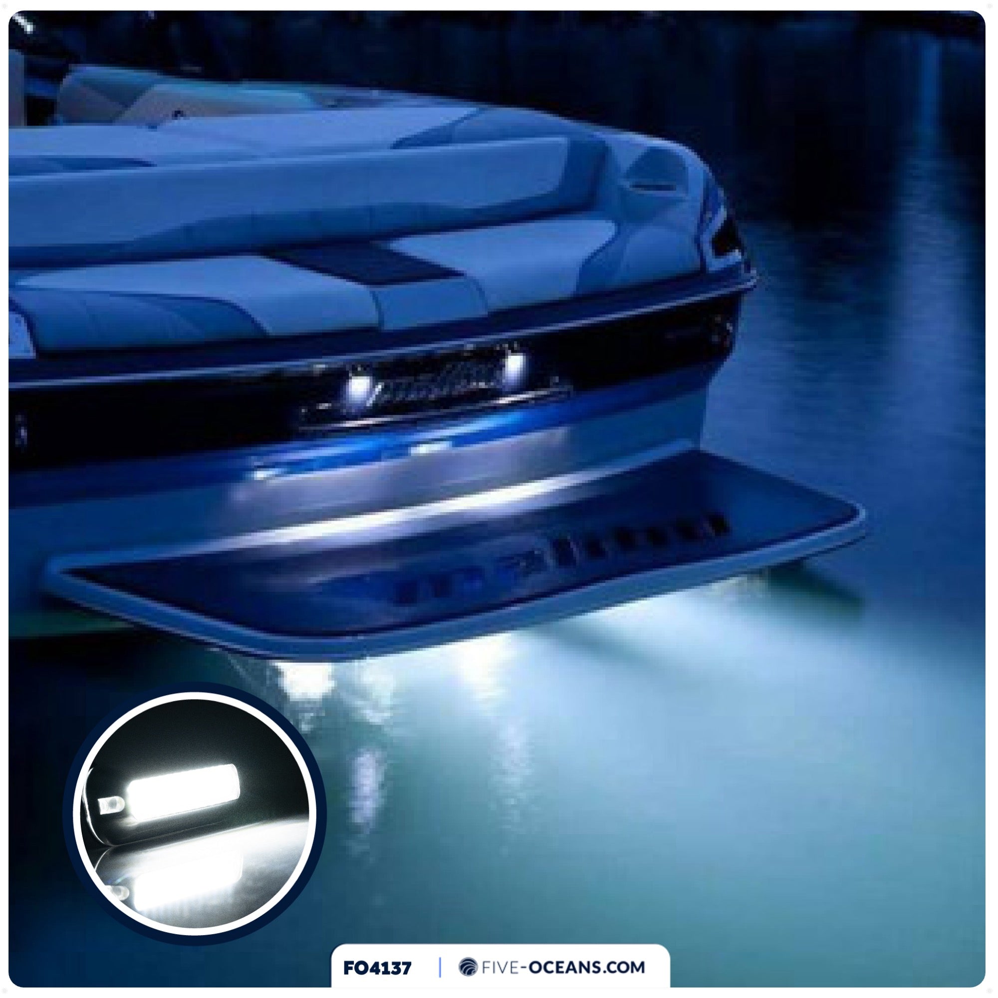 Underwater Transom Light, Stainless Steel, Cool White LED - FO4137 - Five Oceans
