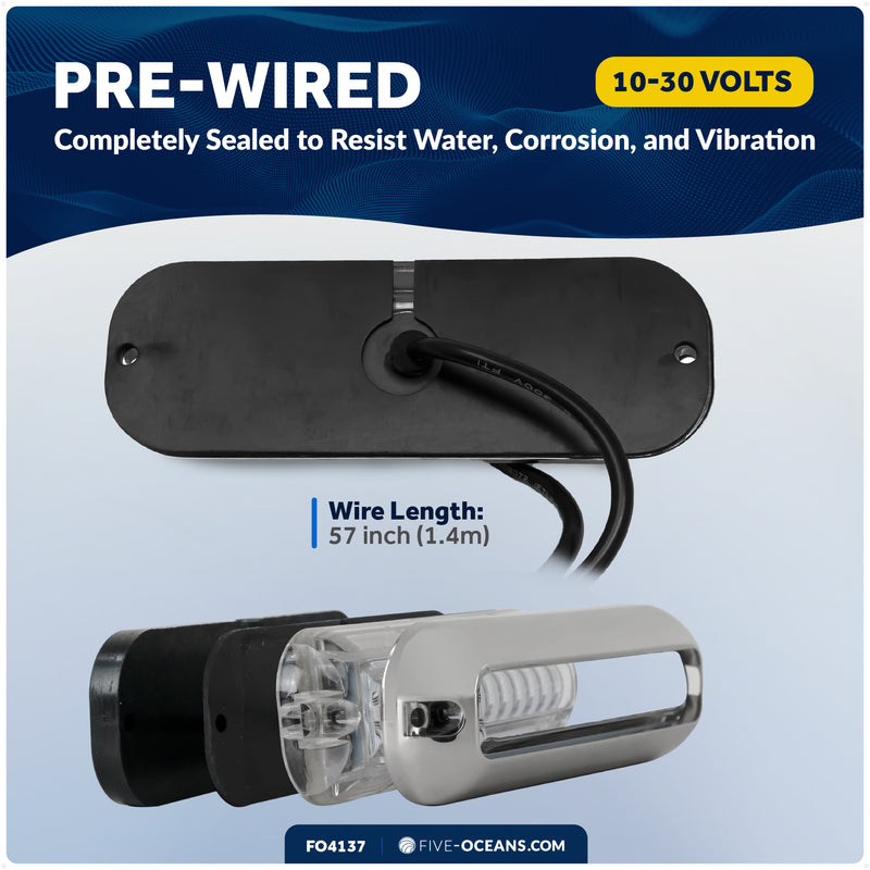 LED Underwater Light, Cool White, Stainless Steel Bezel, 12V - FO4137 - Five Oceans