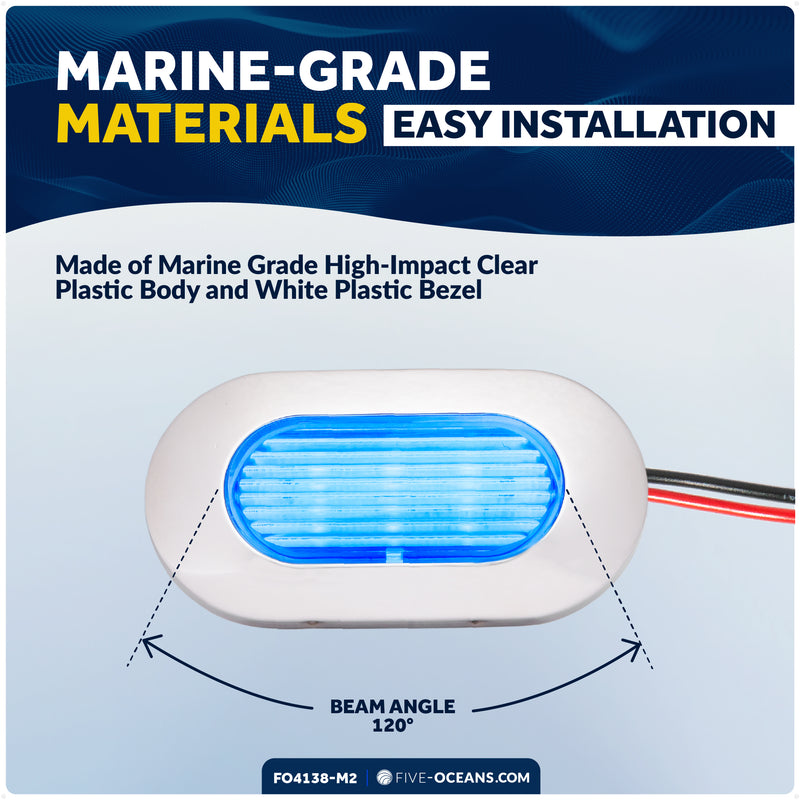Oval LED Surface-Mount Courtesy / Accent Light, Blue, 12V, 2-Pack - FO4138-M2 - Five Oceans