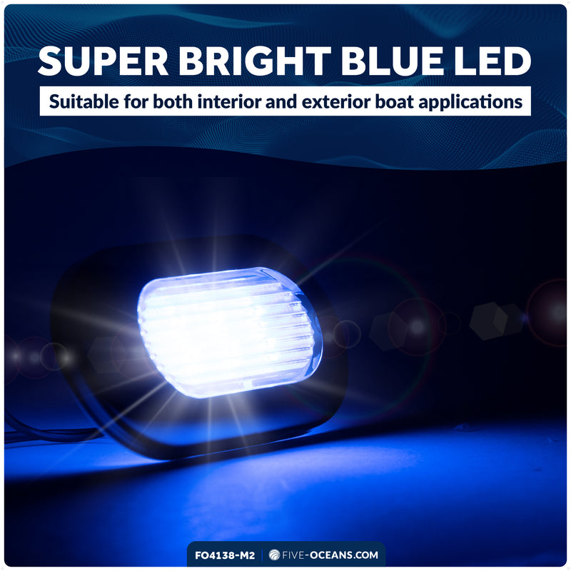Oval LED Surface-Mount Courtesy / Accent Light, Blue, 12V, 2-Pack - FO4138-M2 - Five Oceans