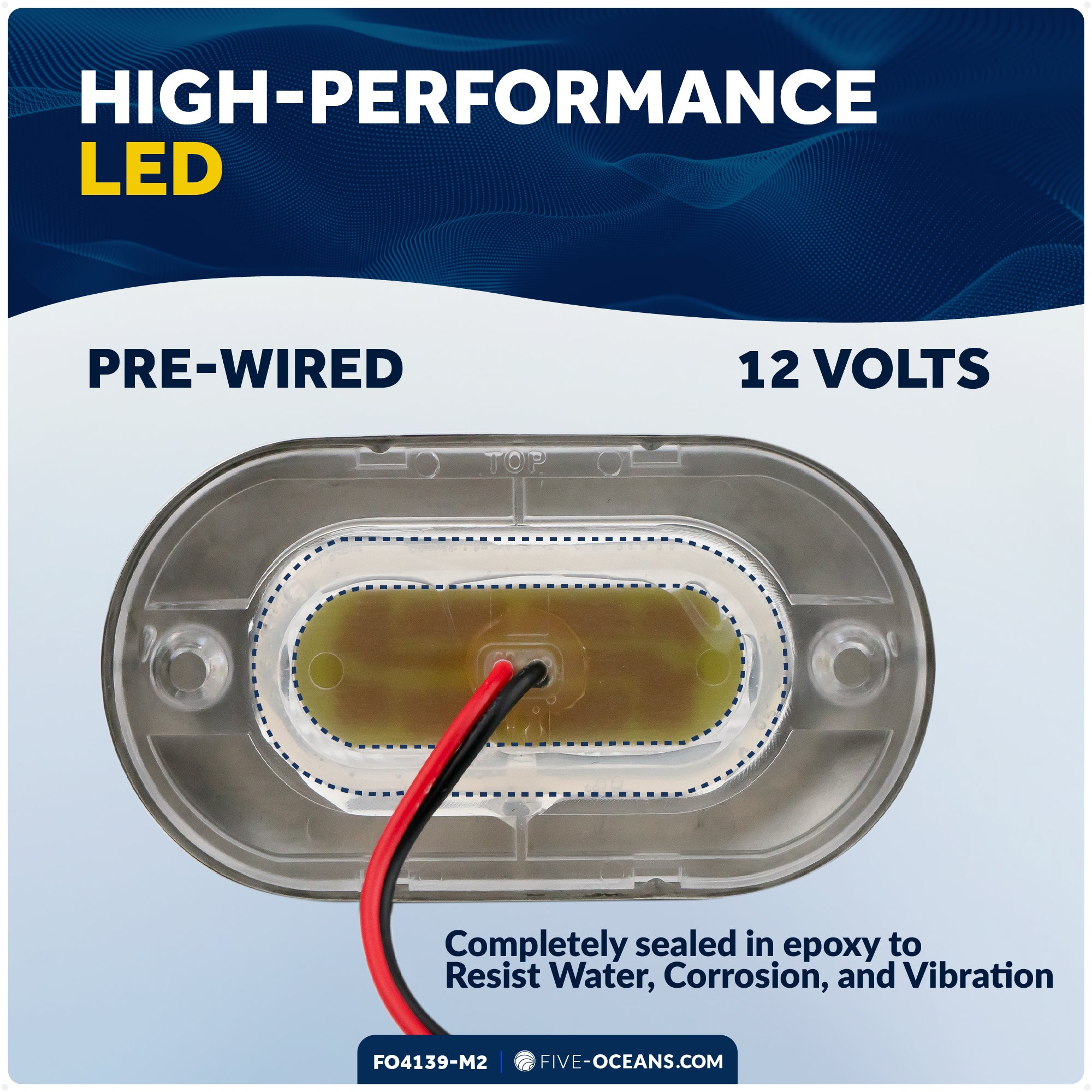 Oval LED Surface-Mount Courtesy / Accent Light, Cool White, 12V, 2-Pack - FO4139-M2