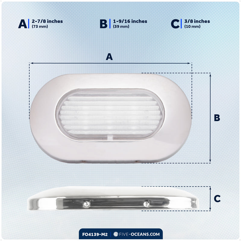 Oval LED Surface-Mount Courtesy / Accent Light, Cool White, 12V, 2-Pack - FO4139-M2 - Five Oceans