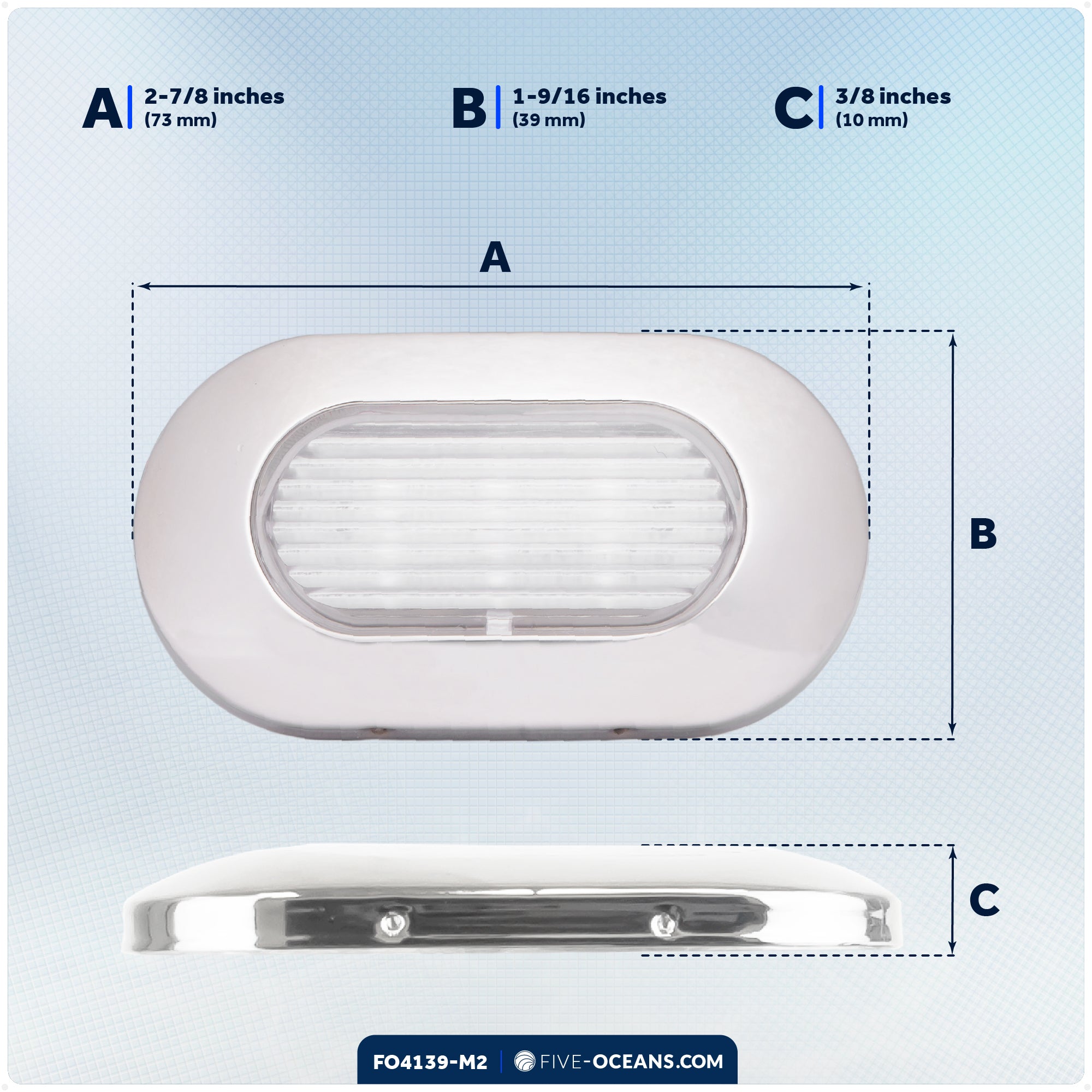 Oval LED Surface-Mount Courtesy / Accent Light, Cool White, 12V, 2-Pack - FO4139-M2