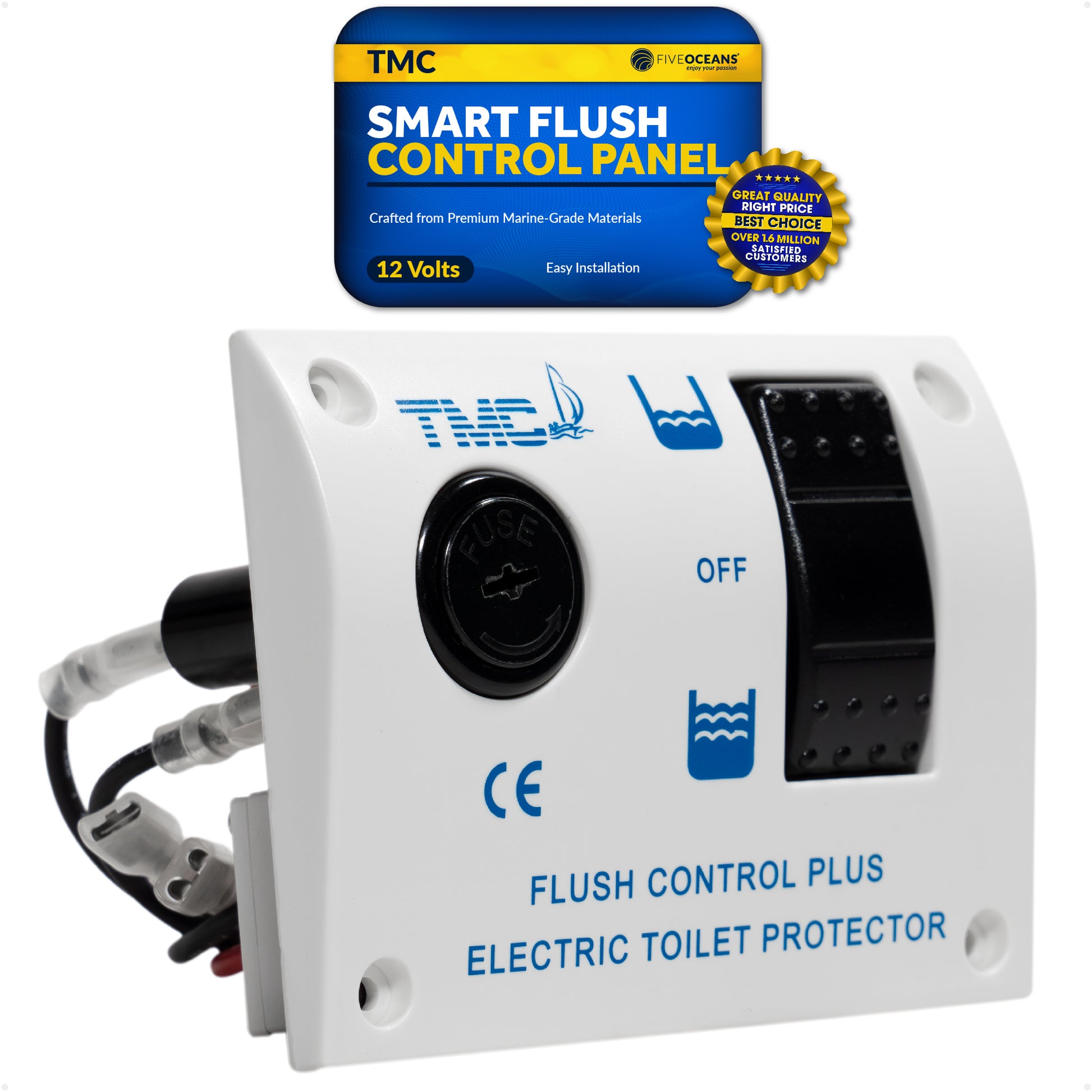 TMC Replacement Flush Control Panel Switch with Protector, 12V - FO4148 - Five Oceans