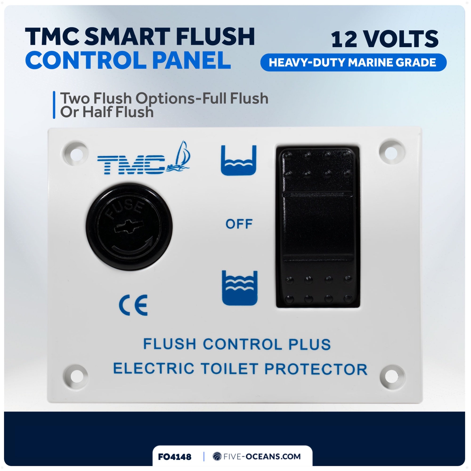 TMC Replacement Flush Control Panel Switch with Protector, 12V - FO4148 - Five Oceans