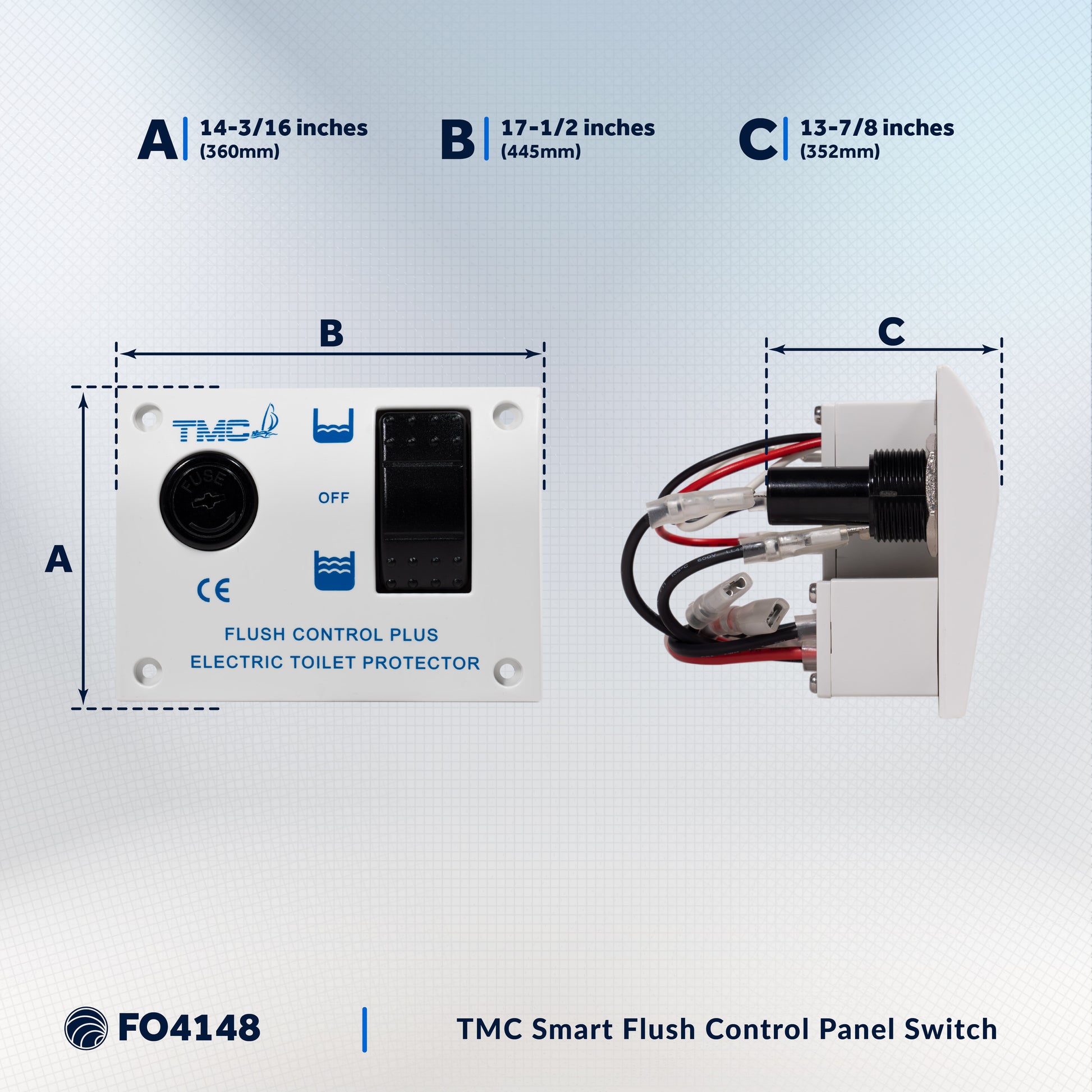 TMC Replacement Flush Control Panel Switch with Protector, 12V - FO4148 - Five Oceans