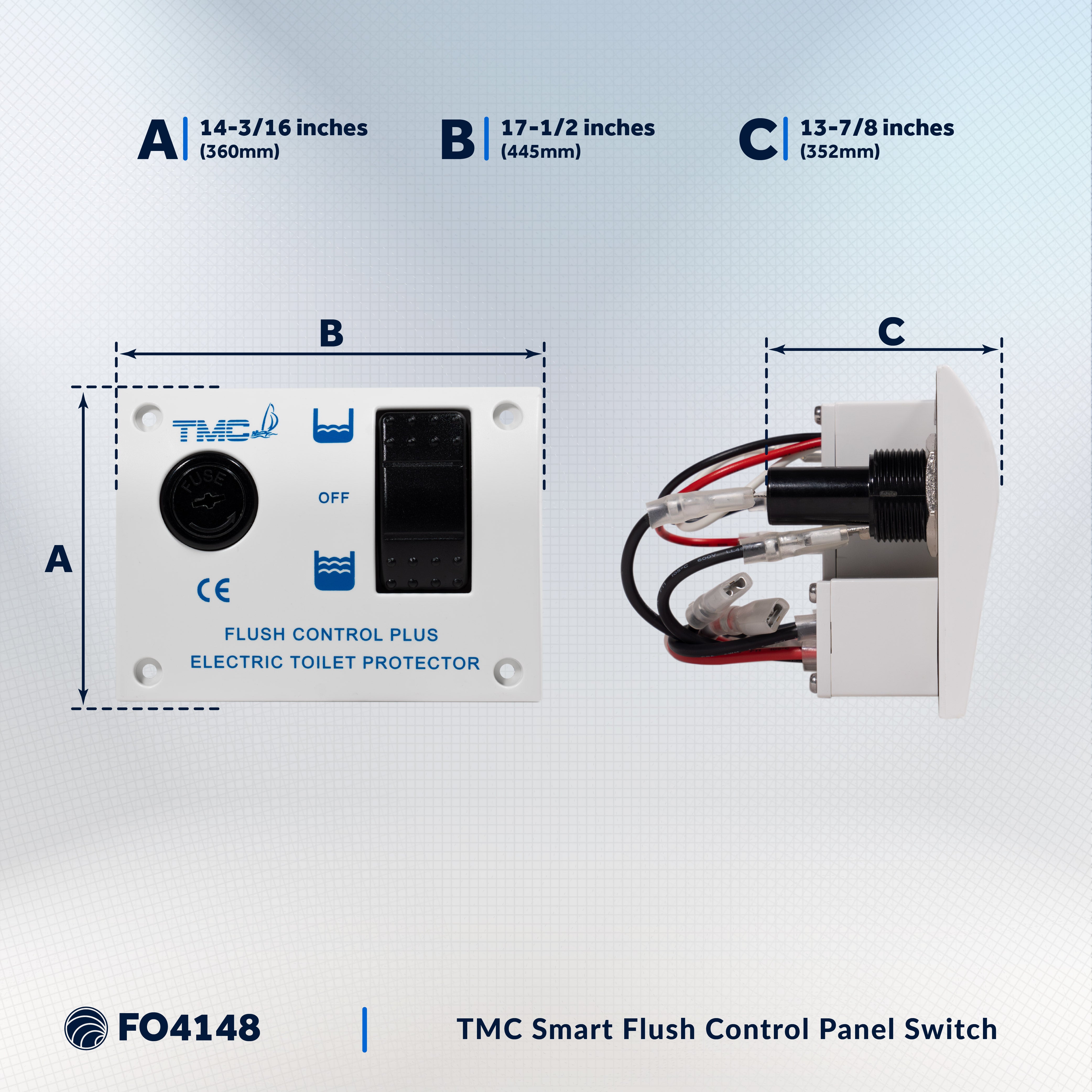 TMC Replacement Flush Control Panel Switch with Protector, 12V - FO4148 - Five Oceans