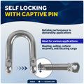 9/16" Screw Pin D Anchor Shackle, AISI316 Stainless Steel