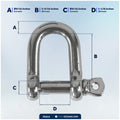 9/16" Screw Pin D Anchor Shackle, AISI316 Stainless Steel