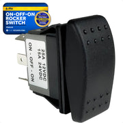 6-Pin On-Off-On Rocker Switch, DPDT, 25A/12V DC - 15A/24V DC - FO4154