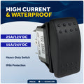 6-Pin On-Off-On Rocker Switch, DPDT, 25A/12V DC - 15A/24V DC - FO4154 - Five Oceans