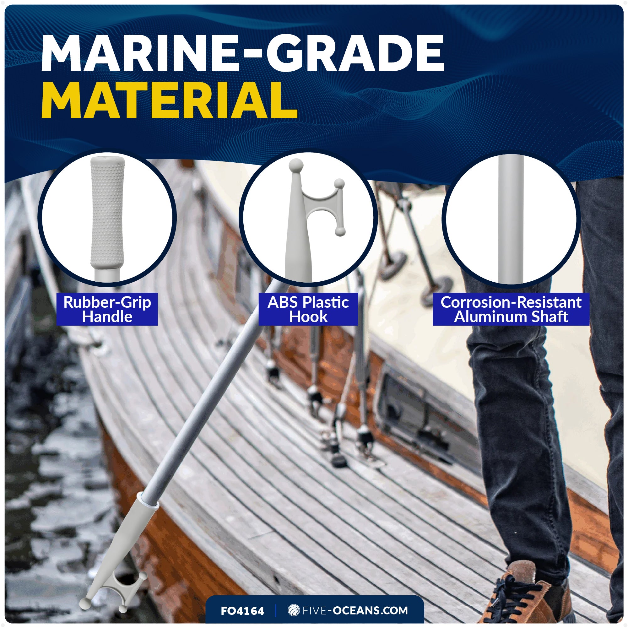 Telescoping Hook 48" - 84", Gray, Aluminum - FO4164 - Five Oceans