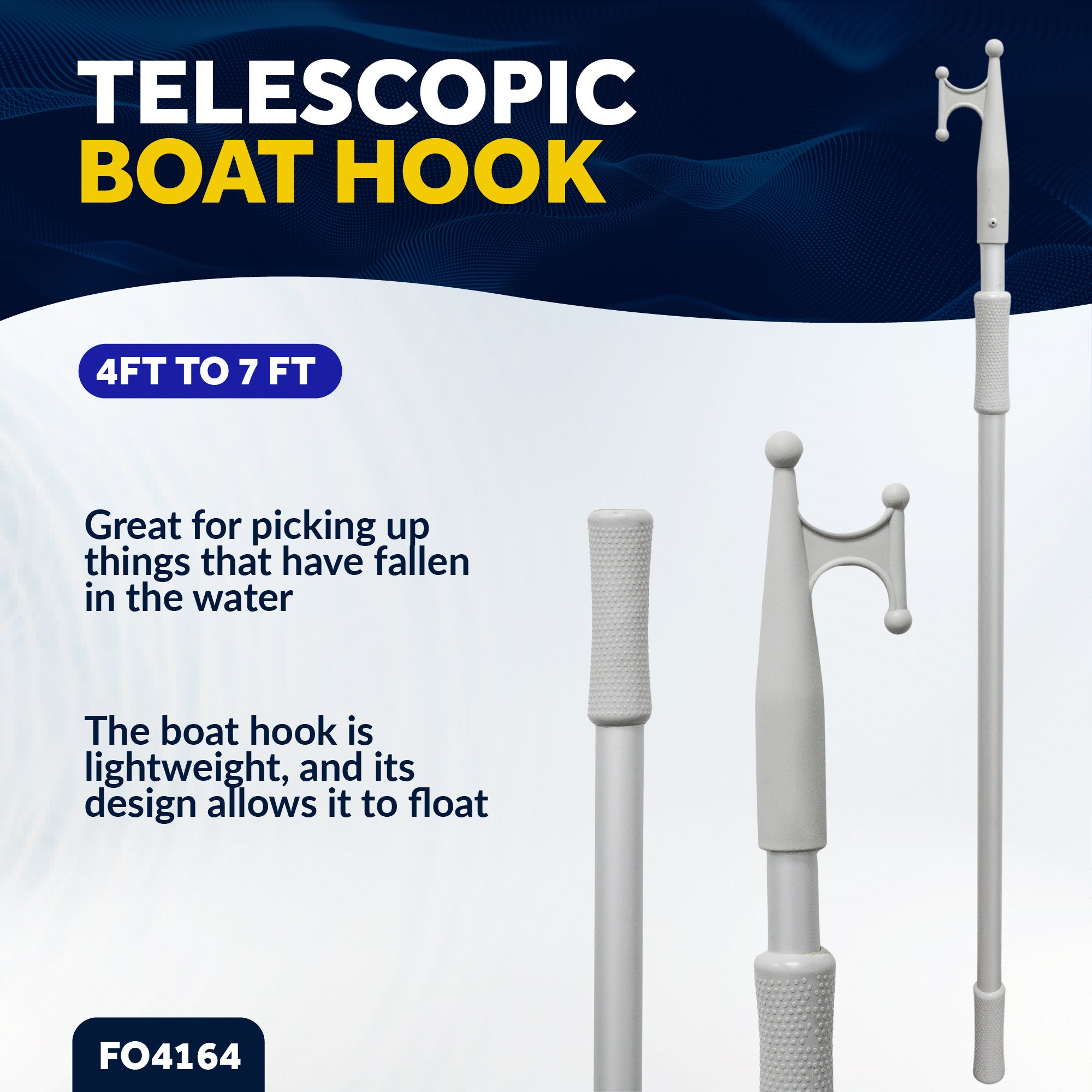 Telescoping Boat Hooks, Aluminum, Grey - FO4164 - Five Oceans