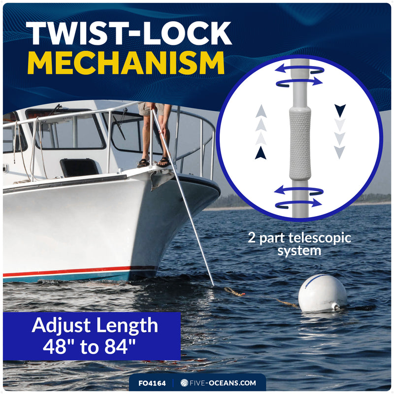Telescoping Hook 48" - 84", Gray, Aluminum - FO4164 - Five Oceans