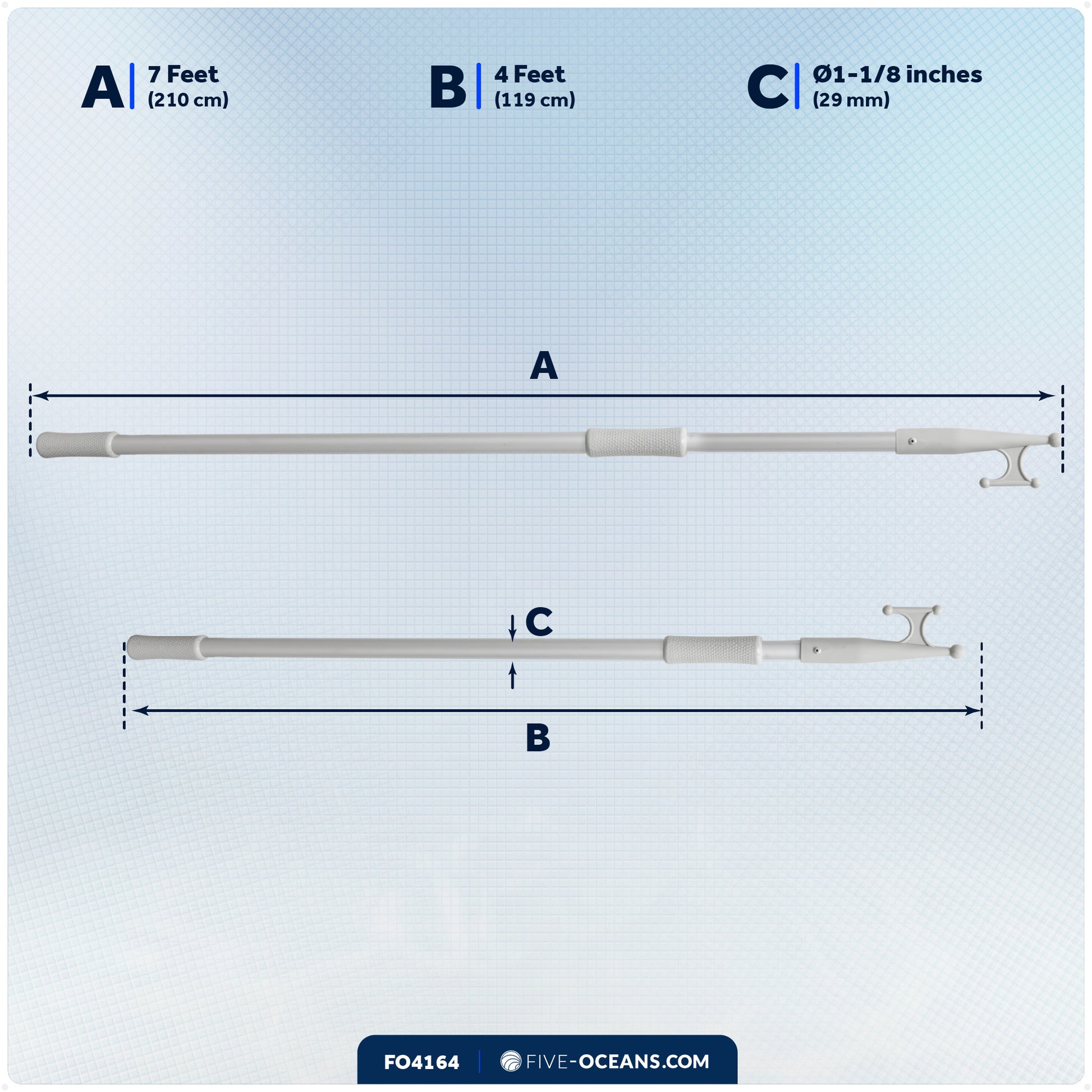 Telescoping Boat Hooks, Aluminum, Grey - FO4164 - Five Oceans