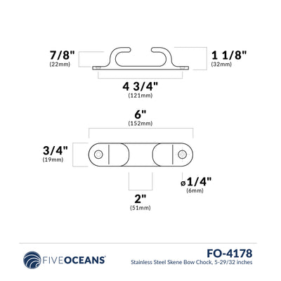 Skene Bow Chock, Stainless Steel, 5-7/8" - FO4178 - Five Oceans