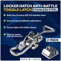 Locker Hatch Anti-Rattle Toggle Latch, Stainless Steel, 2-Pack