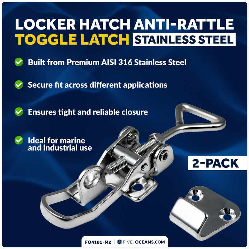 Locker Hatch Anti-Rattle Toggle Latch, Stainless Steel, 2-Pack