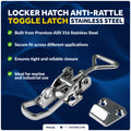 Locker Hatch Anti-Rattle Toggle Latch, Stainless Steel