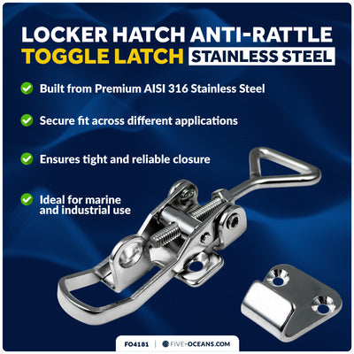 Locker Hatch Anti-Rattle Toggle Latch, Stainless Steel