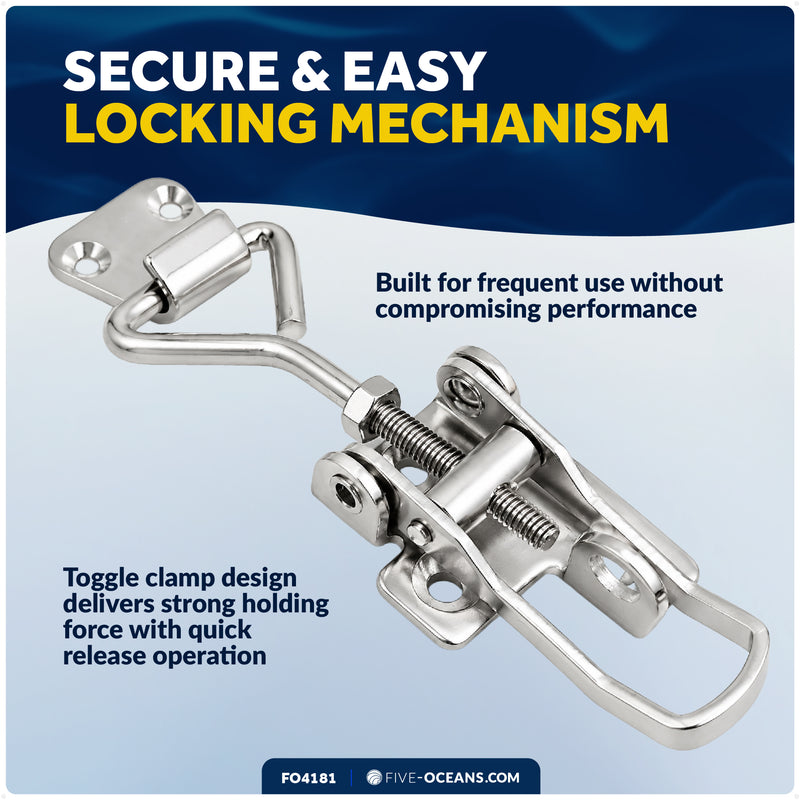 Locker Hatch Anti-Rattle Toggle Latch, Stainless Steel